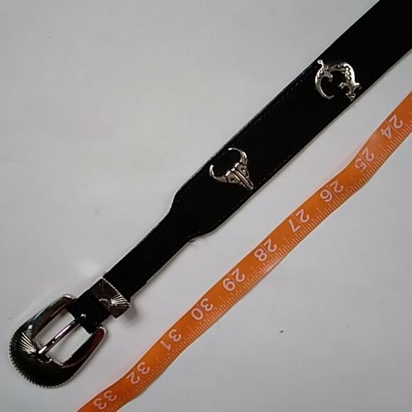Vintage Metal & Leather Women Black Belt Cowboy main image 4